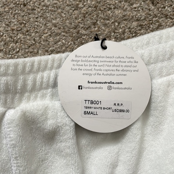 Franks Designed in Australia Towel Terry White Shorts - Picture 2 of 4